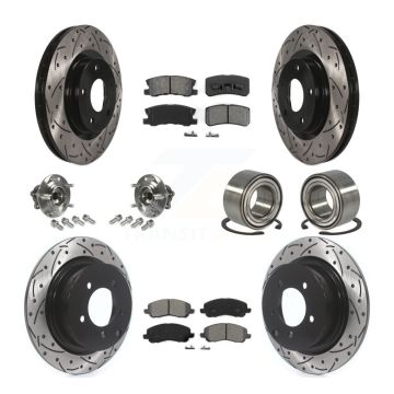 Front Rear Hub Bearing Coated Brake Rotor And Pad Kit (10Pc) For Mitsubishi Outlander RVR KBB-107448