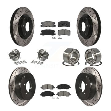 Front Rear Hub Bearing Coated Disc Brake Rotor & Pads Kit (10Pc) For Mitsubishi Outlander KBB-107450