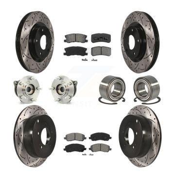 Front Rear Hub Bearing Coated Disc Brake Rotor & Pads Kit (10Pc) For Mitsubishi Outlander KBB-107452