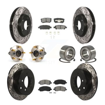 Front Rear Hub Bearing Coated Disc Brake Rotors And Pads Kit (10Pc) For Mitsubishi Lancer KBB-107454