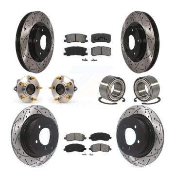 Front Rear Hub Bearing Coated Brake Rotor Pads Kit (10Pc) For Mitsubishi Lancer Outlander KBB-107456