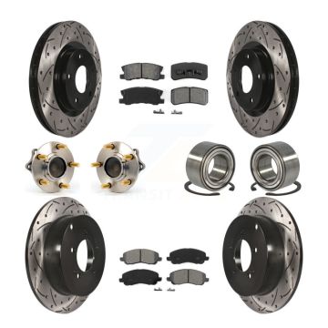 Front Rear Hub Bearing Coated Disc Brake Rotor & Pads Kit (10Pc) For Mitsubishi Outlander KBB-107457