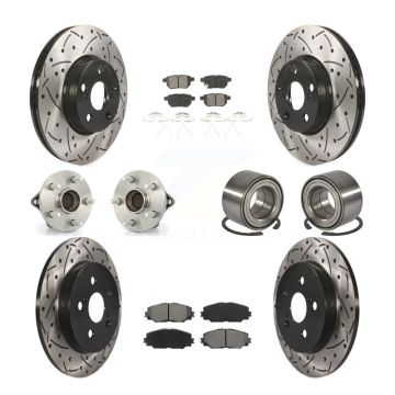 Front Rear Hub Bearing Coat Brake Rotor Pads Kit (10Pc) For Toyota Corolla Matrix Pontiac KBB-107458