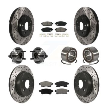 Front Rear Hub Bearings Coated Disc Brake Rotors And Pads Kit (10Pc) For Chevrolet Sonic KBB-107466