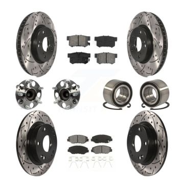 Front Rear Wheel Hub Bearing Coated Disc Brake Rotors And Pads Kit (10Pc) For Honda Civic KBB-107471