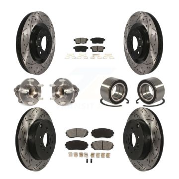 Front Rear Hub Bearing Coated Brake Rotor And Pad Kit (10Pc) For 2007-2015 Mazda CX-9 FWD KBB-107475