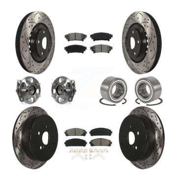 Front Rear Hub Bearing Coated Brake Rotor Pads Kit (10Pc) For 2011-2020 Toyota Sienna FWD KBB-107476