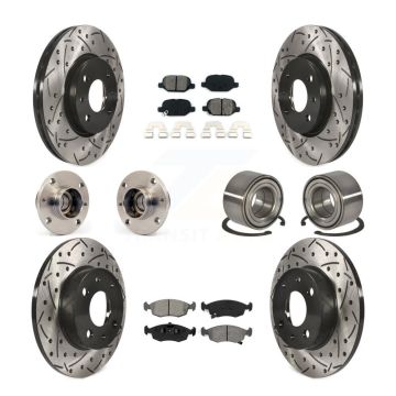 Front Rear Hub Bearing Assembly Coated Disc Brake Rotors And Pads Kit (10Pc) For Fiat 500 KBB-107478