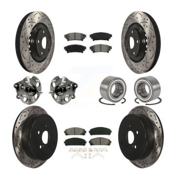 Front Rear Hub Bearing Coated Brake Rotor Pads Kit (10Pc) For 2011-2020 Toyota Sienna AWD KBB-107479