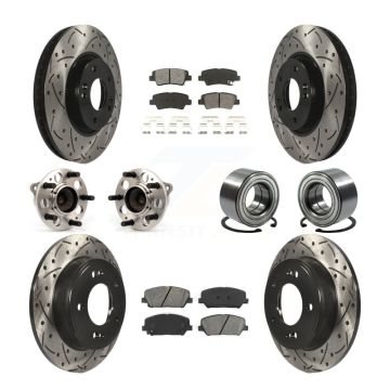 Front Rear Hub Bearing Coat Brake Rotor Pads Kit (10Pc) For Hyundai Veloster Turbocharged KBB-107480