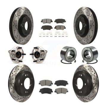 Front Rear Hub Bearing Coated Disc Brake Rotors And Pads Kit (10Pc) For 2014 Kia Forte SX KBB-107481