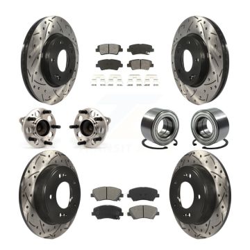 Front Rear Hub Bearing Coated Brake Rotor Pad Kit (10Pc) For Hyundai Elantra GT Kia Forte KBB-107482