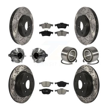 Front Rear Hub Bearing Assembly Coated Disc Brake Rotor And Pad Kit (10Pc) For Ford C-Max KBB-107484