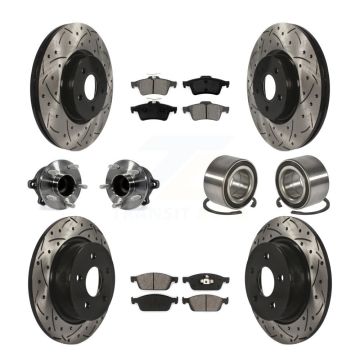Front Rear Hub Bearing Coated Brake Rotor & Pads Kit (10Pc) For Ford Escape FWD with 2.0L KBB-107485