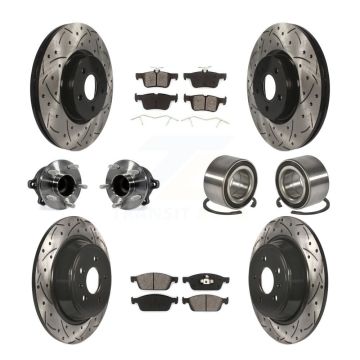 Front Rear Hub Bearing Coated Disc Brake Rotor Pad Kit (10Pc) For Ford Escape Lincoln MKC KBB-107486