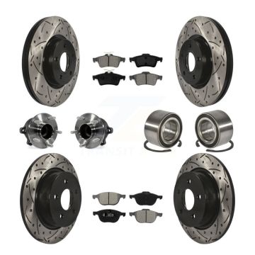 Front Rear Hub Bearing Coated Disc Brake Rotors And Pads Kit (10Pc) For Ford Escape C-Max KBB-107487