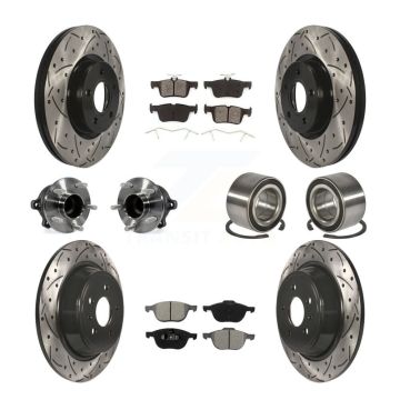 Front Rear Hub Bearing Coat Brake Rotor Pad Kit (10Pc) For Ford Escape FWD with 2.5L/1.5L KBB-107488