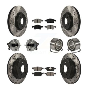 Front Rear Hub Bearing Coat Brake Rotor Pad Kit (10Pc) For Ford Escape AWD with 2.0L 1.6L KBB-107489