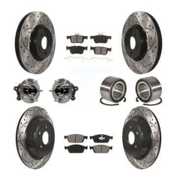 Front Rear Hub Bearing Coated Disc Brake Rotor Pad Kit (10Pc) For Ford Escape Lincoln MKC KBB-107490