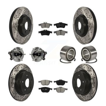 Front Rear Hub Bearing Coated Brake Rotor & Pads Kit (10Pc) For Ford Escape AWD with 2.5L KBB-107491