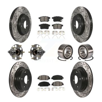 Front Rear Wheel Hub Bearing Coated Disc Brake Rotor And Pads Kit (10Pc) For Honda Accord KBB-107504