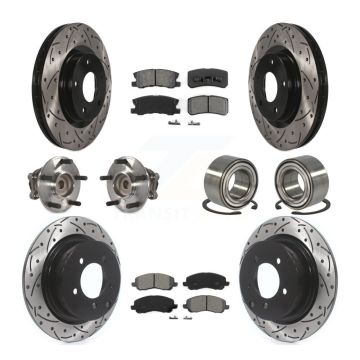 Front Rear Hub Bearing Coated Disc Brake Rotor Pad Kit (10Pc) For 2012 Mitsubishi RVR FWD KBB-107506