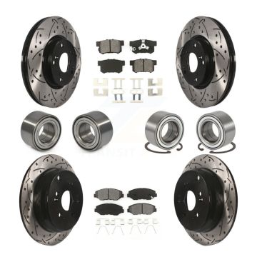 Front Rear Bearings Coated Disc Brake Rotors And Pads Kit (10Pc) For 2005-2006 Honda CR-V KBB-107514