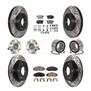 Front Rear Hub Bearing Coated Disc Brake Rotors And Ceramic Pads Kit (10Pc) For Acura CSX KBB-107516