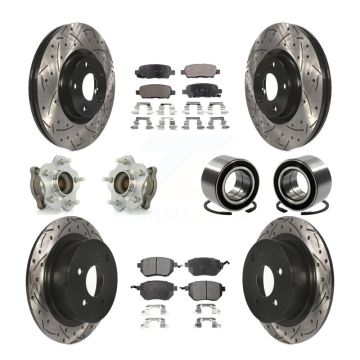 Front Rear Hub Bearing Coated Disc Brake Rotor & Pads Kit (10Pc) For Nissan Altima Maxima KBB-107518