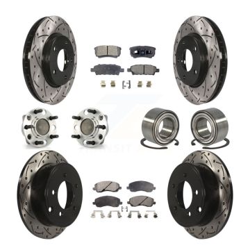 Front Rear Wheel Hub Bearing Coated Disc Brake Rotor And Pad Kit (10Pc) For Dodge Caliber KBB-107521