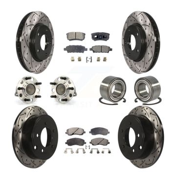 Front Rear Wheel Hub Bearing Coated Disc Brake Rotor And Pad Kit (10Pc) For Dodge Caliber KBB-107523