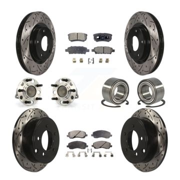 Front Rear Hub Bearing Coated Brake Rotor & Pad Kit (10Pc) For Jeep Patriot Compass Dodge KBB-107524