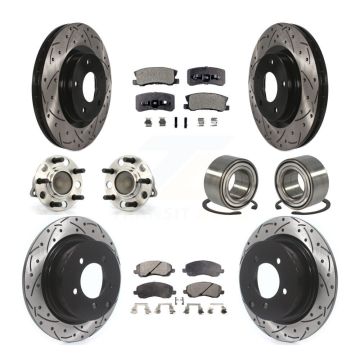 Front Rear Hub Bearing Coated Brake Rotor And Pad Kit (10Pc) For Jeep Patriot Compass FWD KBB-107525