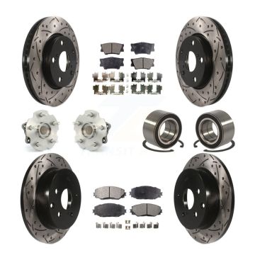 Front Rear Hub Bearing Coated Disc Brake Rotors And Pads Kit (10Pc) For 2010 Lexus HS250h KBB-107534