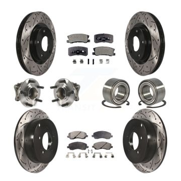 Front Rear Hub Bearing Coated Disc Brake Rotor & Pads Kit (10Pc) For Mitsubishi Outlander KBB-107537