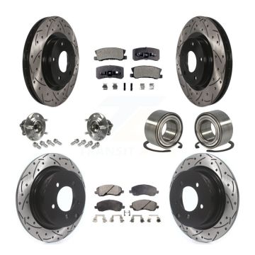 Front Rear Hub Bearing Coated Brake Rotor And Pad Kit (10Pc) For Mitsubishi Outlander RVR KBB-107538