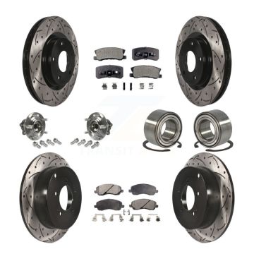 Front Rear Hub Bearing Coated Disc Brake Rotor & Pads Kit (10Pc) For Mitsubishi Outlander KBB-107540