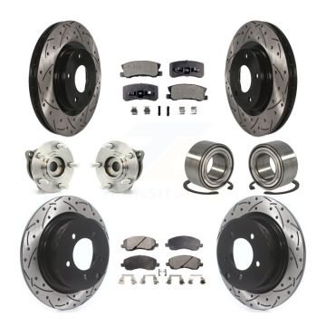 Front Rear Hub Bearing Coated Brake Rotor & Pad Kit (10Pc) For Mitsubishi Outlander Sport KBB-107541