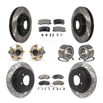 Front Rear Hub Bearing Coated Brake Rotor Pads Kit (10Pc) For Mitsubishi Lancer Outlander KBB-107546
