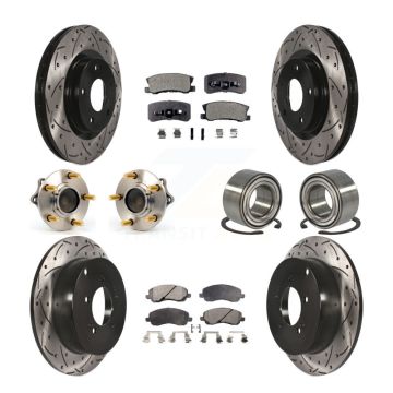 Front Rear Hub Bearing Coated Disc Brake Rotor & Pads Kit (10Pc) For Mitsubishi Outlander KBB-107547