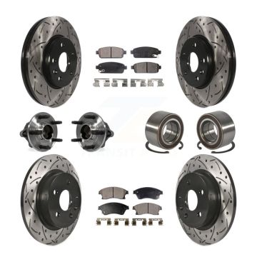 Front Rear Hub Bearings Coated Disc Brake Rotors And Pads Kit (10Pc) For Chevrolet Sonic KBB-107556