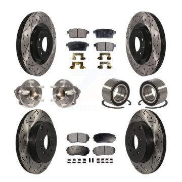 Front Rear Hub Bearing Coated Brake Rotor And Pad Kit (10Pc) For 2007-2015 Mazda CX-9 FWD KBB-107565