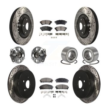 Front Rear Hub Bearing Coated Brake Rotor Pads Kit (10Pc) For 2011-2020 Toyota Sienna FWD KBB-107566