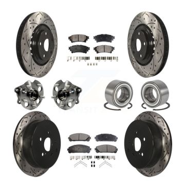 Front Rear Hub Bearing Coated Brake Rotor Pads Kit (10Pc) For 2011-2020 Toyota Sienna AWD KBB-107570