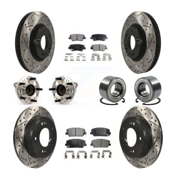 Front Rear Hub Bearing Coat Brake Rotor Pads Kit (10Pc) For Hyundai Veloster Turbocharged KBB-107571