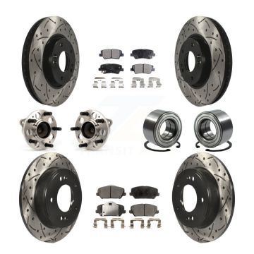Front Rear Hub Bearing Coated Disc Brake Rotor & Pad Kit (10Pc) For Kia Forte Forte5 Koup KBB-107573