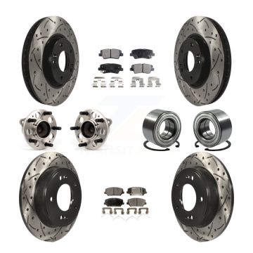 Front Rear Hub Bearings Coated Disc Brake Rotors And Pads Kit (10Pc) For Kia Forte Forte5 KBB-107574