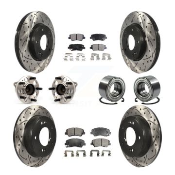 Front Rear Hub Bearing Coated Brake Rotor Pad Kit (10Pc) For Hyundai Elantra GT Kia Forte KBB-107576