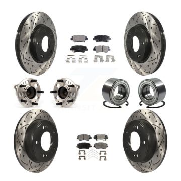 Front Rear Hub Bearing Coated Brake Rotor Pad Kit (10Pc) For Kia Forte Hyundai Elantra GT KBB-107577