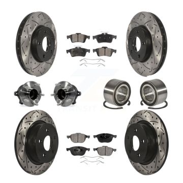 Front Rear Hub Bearing Coated Disc Brake Rotor And Ceramic Pads Kit (10Pc) For Ford C-Max KBB-107580